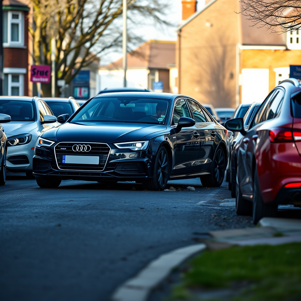 Shocking moment Audi smashes into parked cars on Coventry street